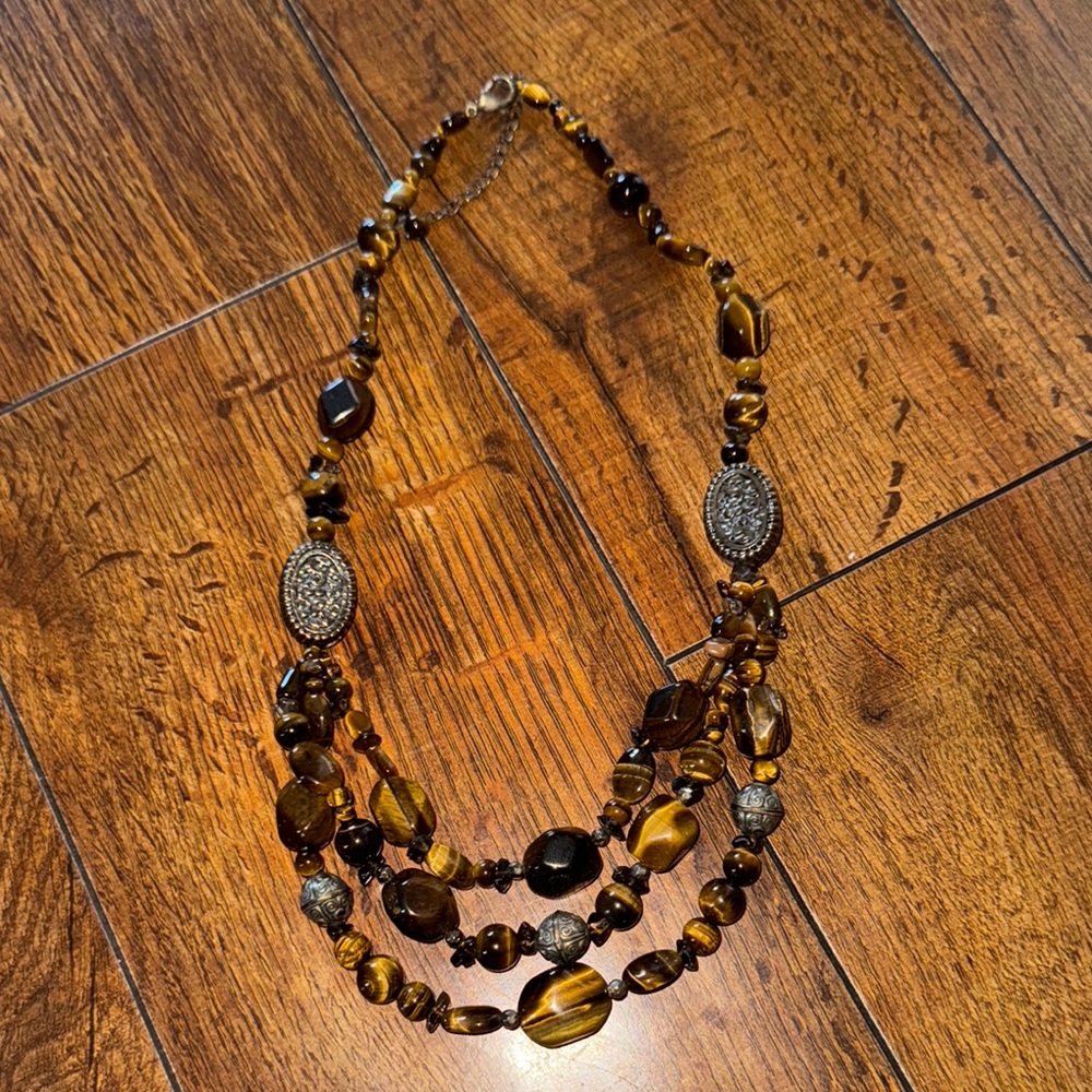 Elegant Brown Tiger eyes Beaded Necklace